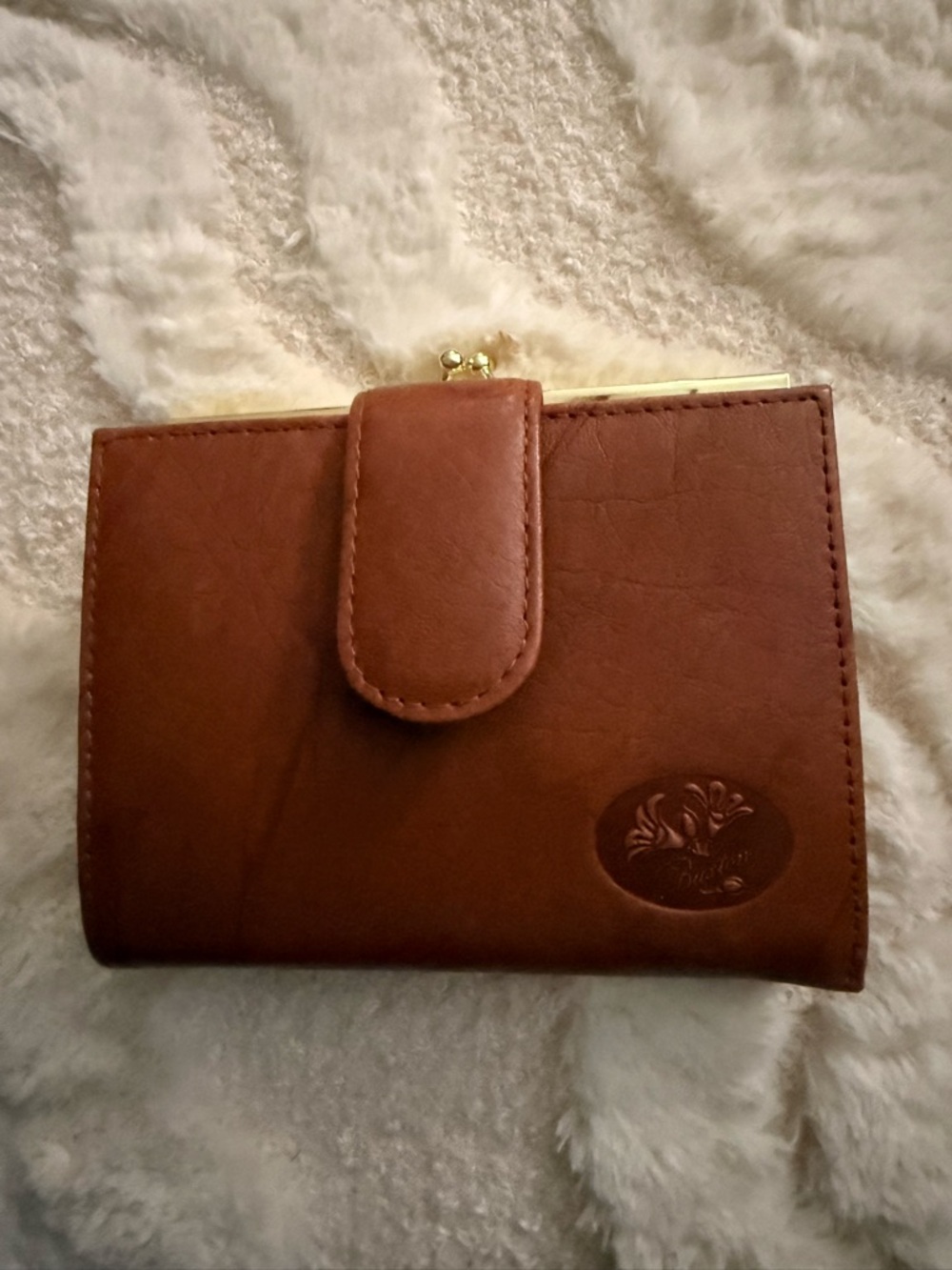 Buxton Brown Leather Bifold Wallet with Embossed Floral Detail